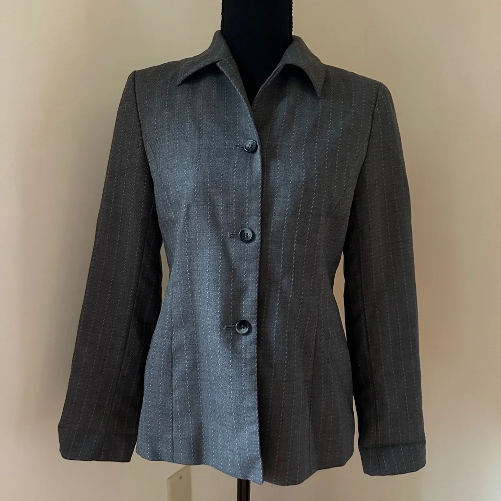 *TALBOTS* Petite Gray Long Sleeve Blazer Suit Jacket Size 4P